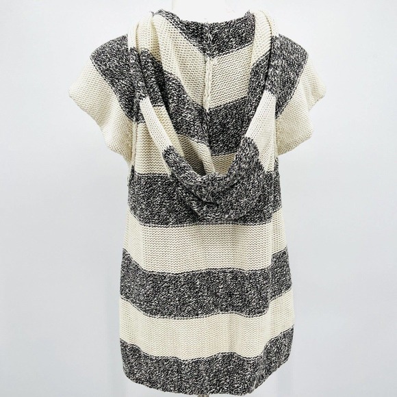 Free People Ivory Gray stripe Regatta Full Zip Hoodie Stripe jacket Cotton M - Picture 4 of 12